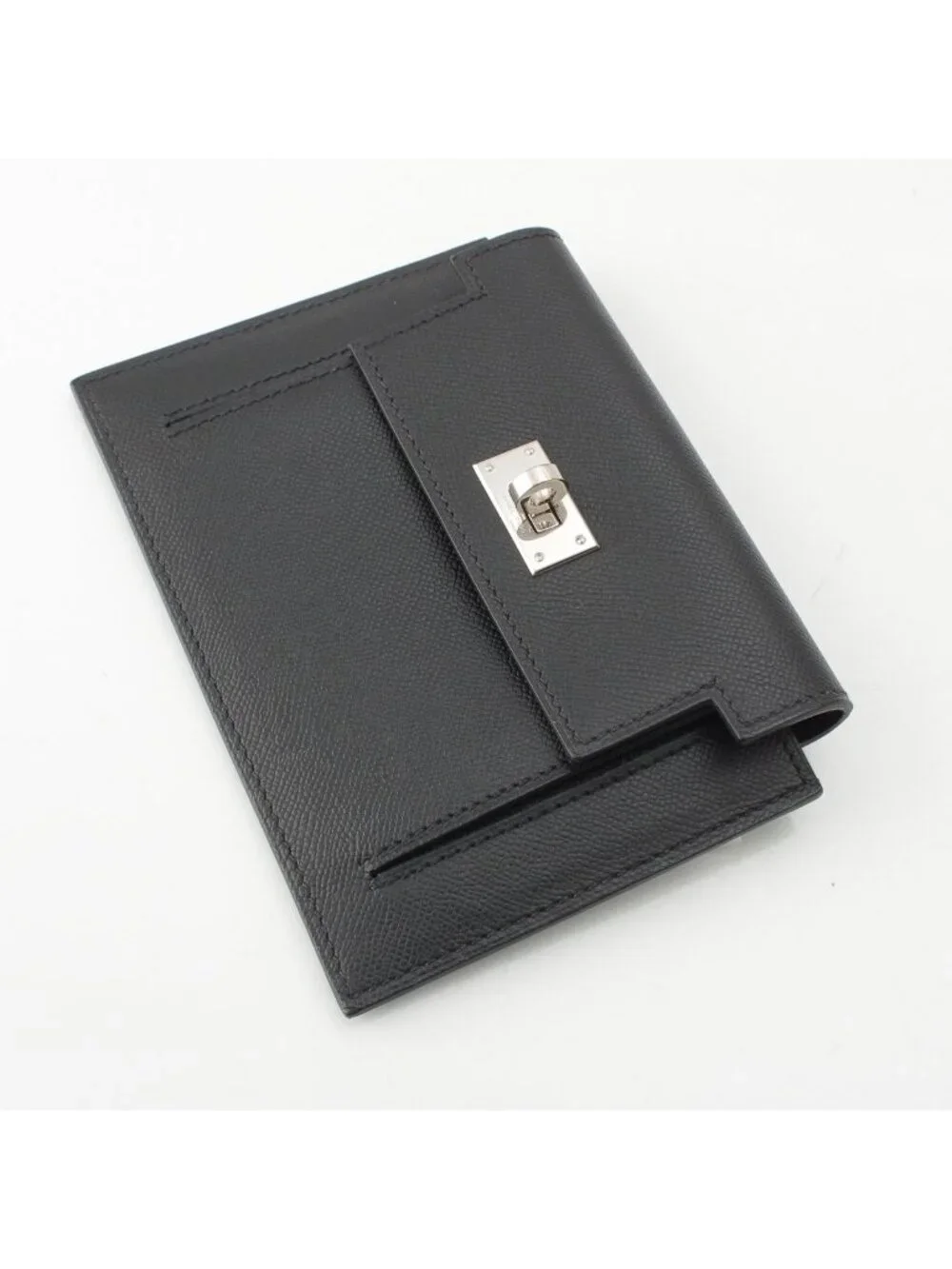 Hermes Kelly Pocket Compact Veau Madame Coin Purse Black